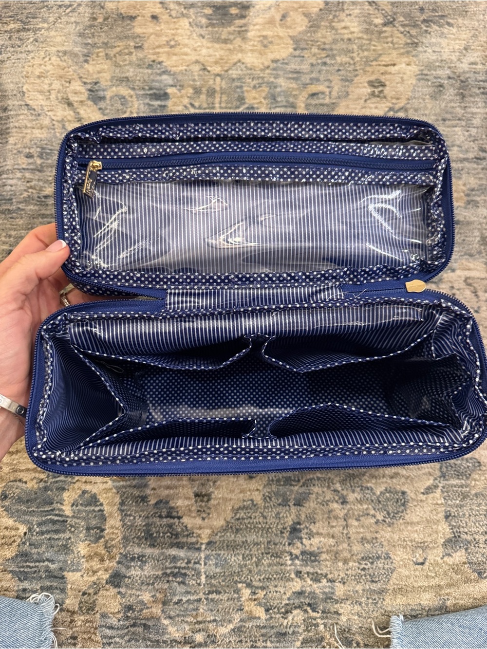 Blue Polka Dot Toiletry Train Case - PurseN - NWT Travel Makeup Organizer - Picture 3 of 13